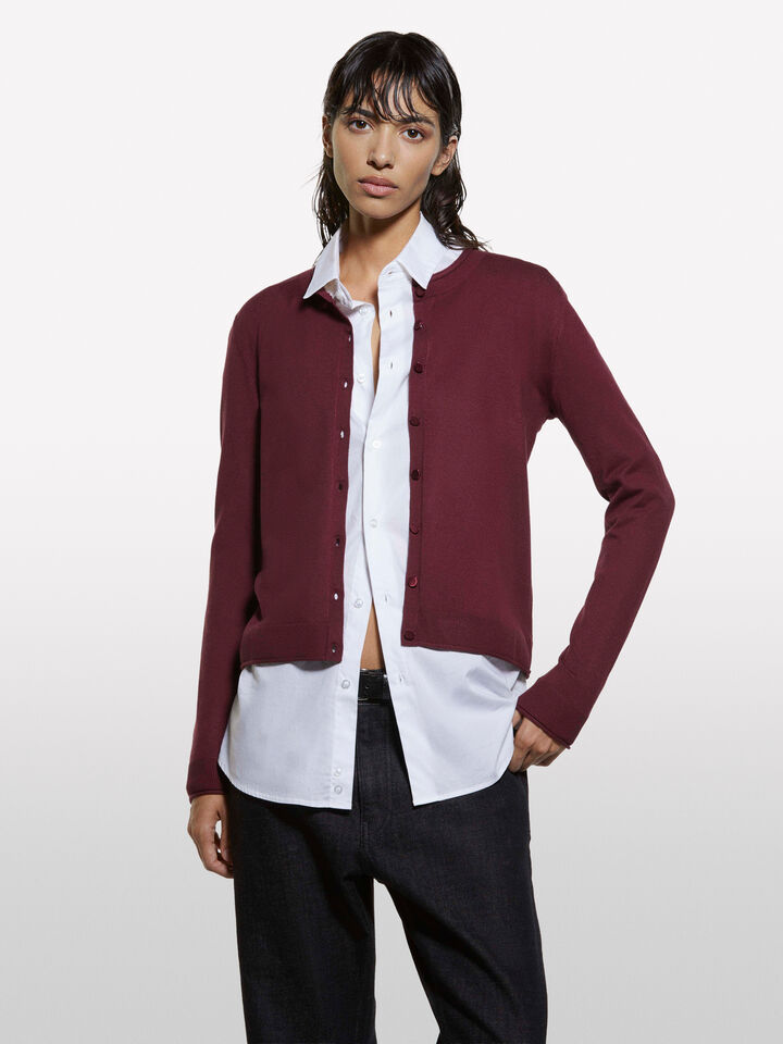 Burgundy regular fit cardigan - women's cardigans - Burgundy | Sisley image number 3